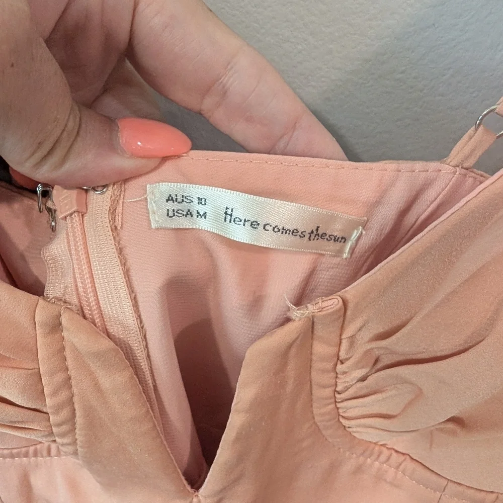 Here Comes The Sun Peach Sleeveless Spaghetti Strap Slip Dress Size Medium - Picture 4 of 11